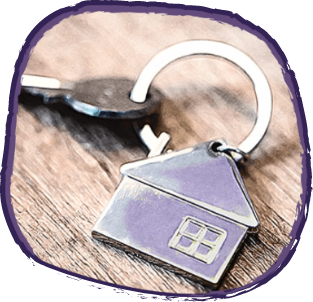House key with a keyring of a house
